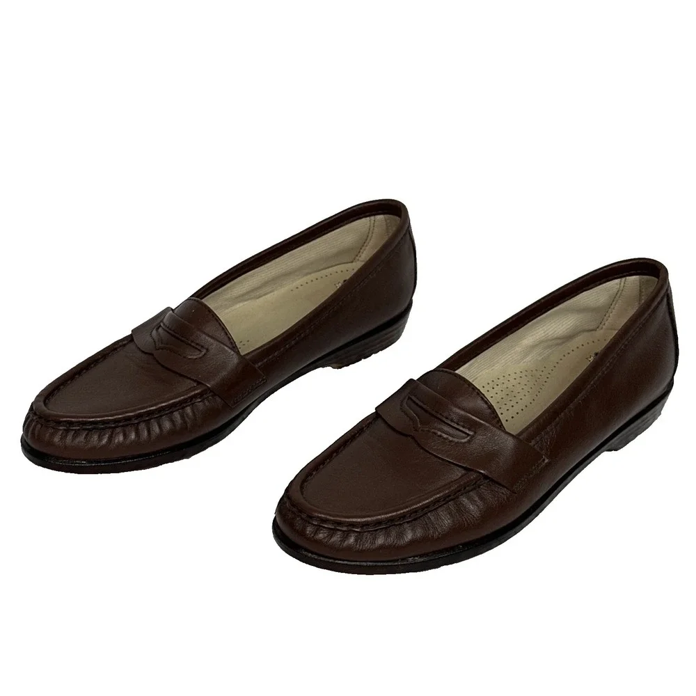 SAS Tripad Comfort Loafers Womens 7 N Brown Leather Penny Slip On Shoes USA